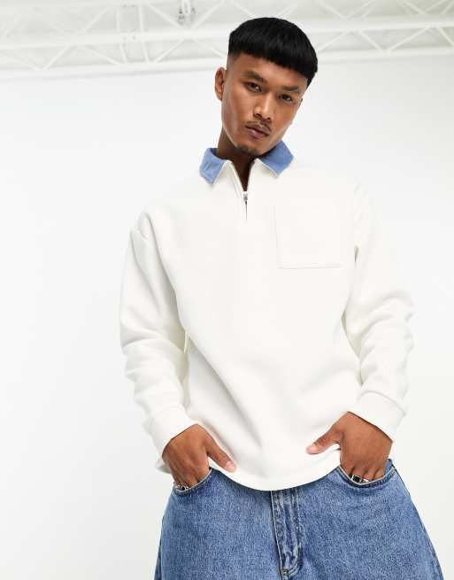 Sweatshirt with sales polo collar