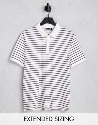 ASOS DESIGN polo t-shirt in black & white stripe
