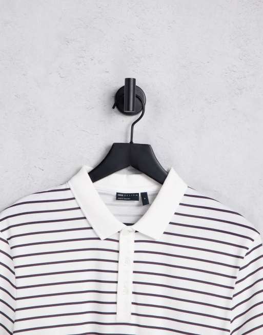 Black and white shop striped polo t shirt