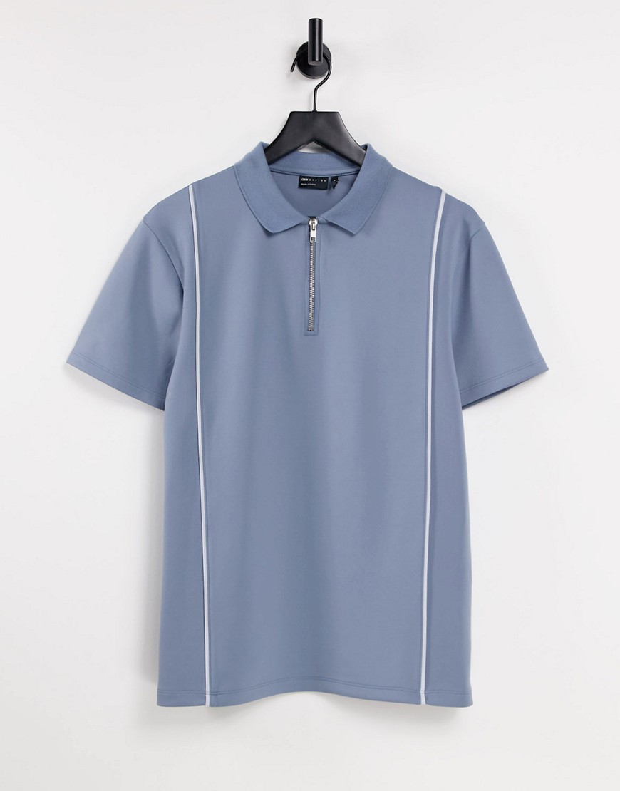 ASOS DESIGN polo t-shirt in blue scuba-Pink
