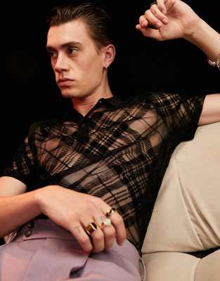 ASOS DESIGN polo t-shirt in checked lace