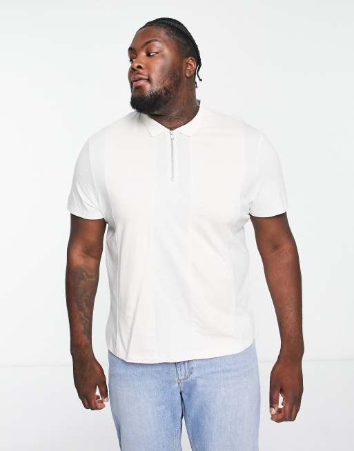 ASOS DESIGN polo t-shirt in gray color block with zip | ASOS