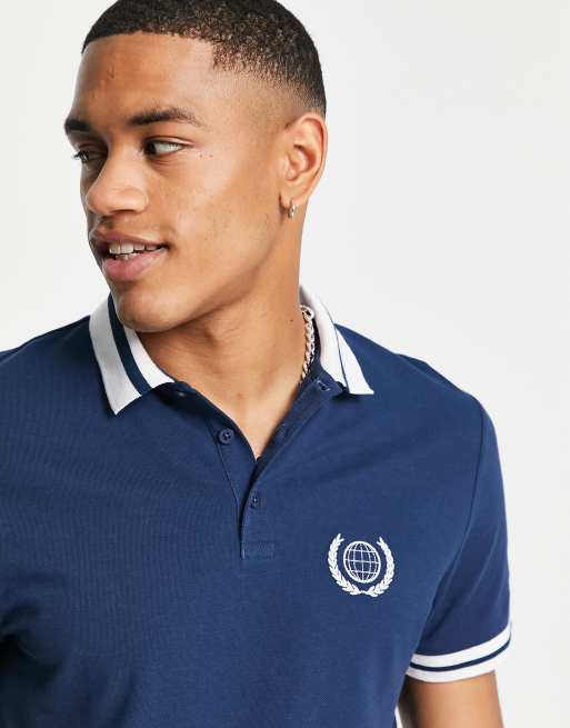 ASOS DESIGN polo t shirt in navy with chest embroidery ASOS