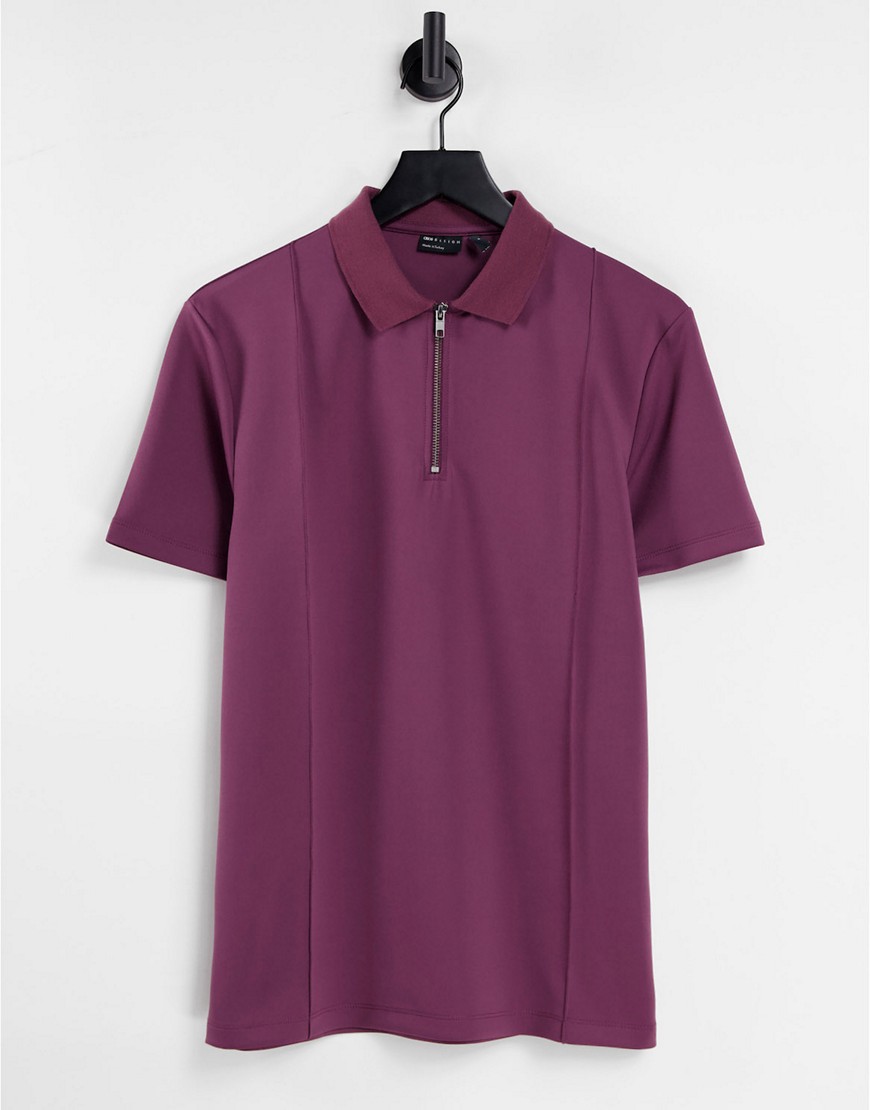 ASOS DESIGN polo t-shirt in purple scuba