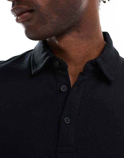 ASOS DESIGN - Polo van superzware stof in zwart , 4 van 4