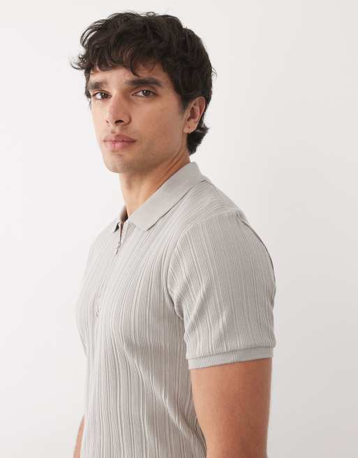 ASOS DESIGN - Polo verde claro ajustado con cremallera de canalé, 3 de 5