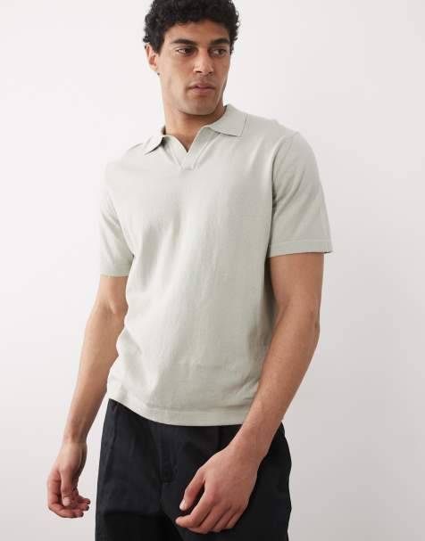 ASOS DESIGN - Polo verde salvia básico holgado con muesca en el cuello de punto fino - view 1