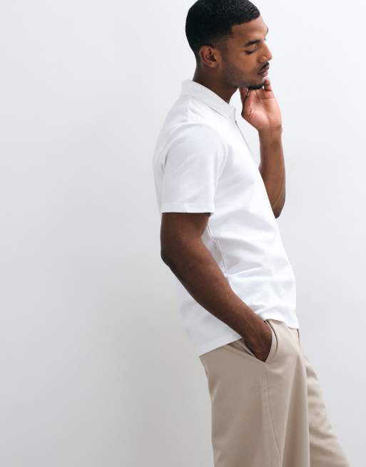 ASOS DESIGN - Polo vestibilità classica bianca testurizzata elegante, 5 di 5