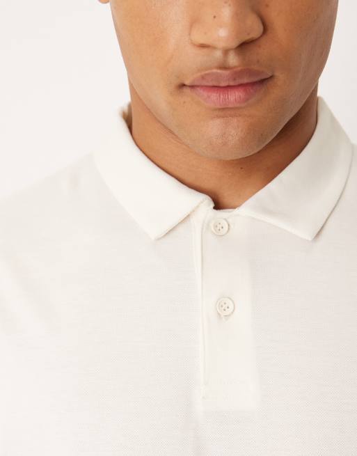 ASOS DESIGN - Polo vestibilità comoda in piqué color crema , 5 di 5