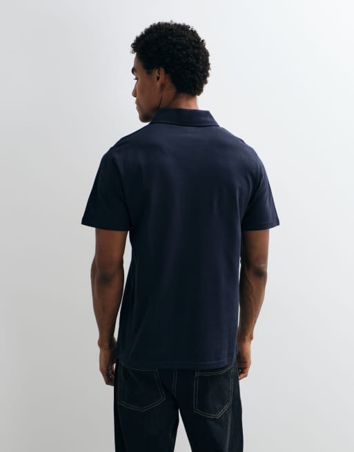 ASOS DESIGN polo z kołnierzykiem kubańskim w granatową pikę, 5 z 5