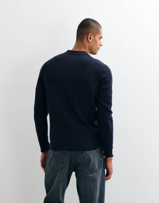 ASOS DESIGN polo zippé léger en maille essentiel bleu marine, 5 de 5