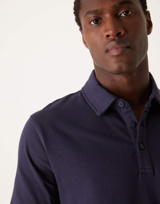 ASOS DESIGN – Polohemd aus sehr schwerem Stoff in Marineblau , 2 von 4
