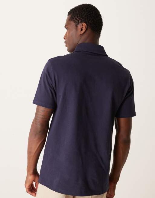 ASOS DESIGN – Polohemd aus sehr schwerem Stoff in Marineblau , 4 von 4
