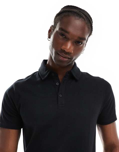ASOS DESIGN – Polohemd in Schwarz aus schwerem, hochwertigem Material, 300 g - view 1