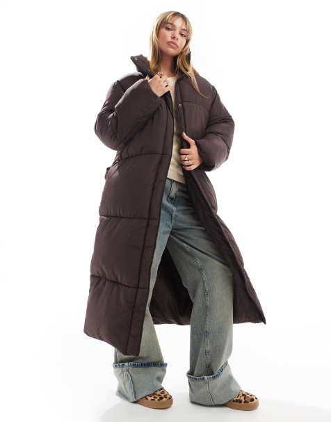 ASOS DESIGN - Polstret og chokoladebrun longline-jakke - view 1