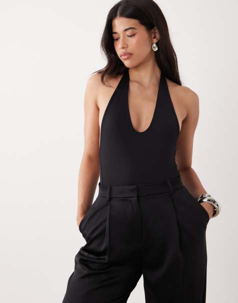 ASOS DESIGN – Polyamid-Body in Schwarz mit U-Ausschnitt - view 1