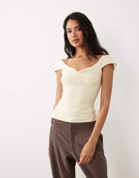 ASOS DESIGN polyamide bandeau top in buttermilk - view 1