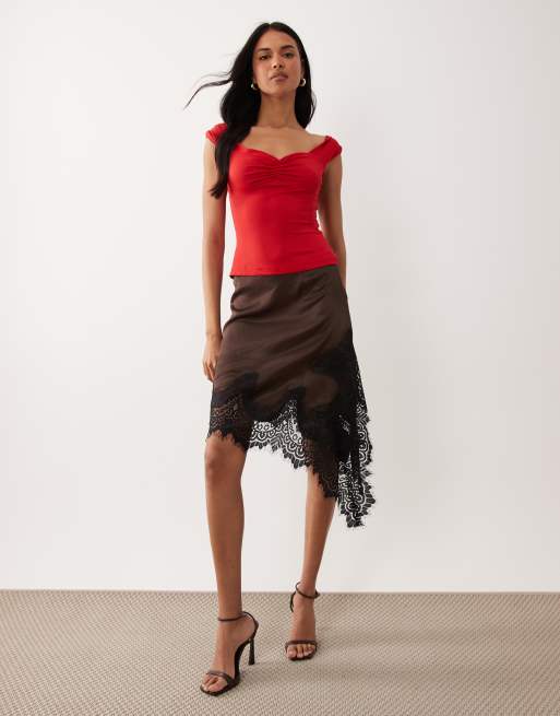 ASOS DESIGN polyamide bandeau top in red, 3 of 4