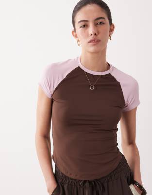 Asos Design Polyamide Baseball Baby Tee In Multi