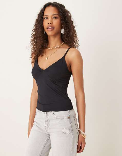 ASOS DESIGN polyamide bust cup cami top in black - view 1