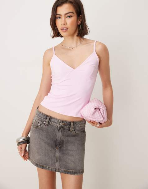 ASOS DESIGN polyamide bust cup cami top in pastel pink - view 1