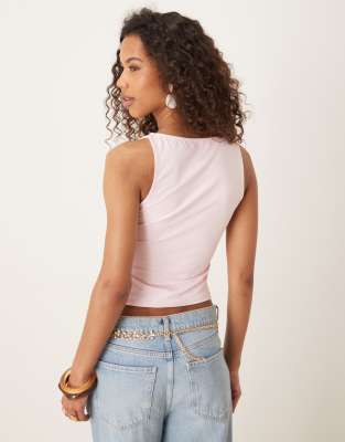 Asos Design Polyamide Gathered Bust Tank Top In Pink