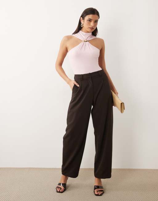 ASOS DESIGN polyamide high neck bodysuit with trim detail in pink, 2 of 4