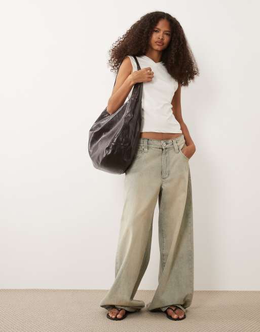 ASOS DESIGN polyamide high v detail top in cream, 2 of 4