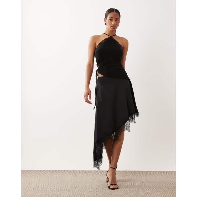 asymmetrical skirt dress ASOS Design - Asymmetric Midi - Women - Polyamide/Elastane - 10 US SIZE:10 badge:Exclusive Zimmermann Flounce Mini Dress Lace symmetrical high