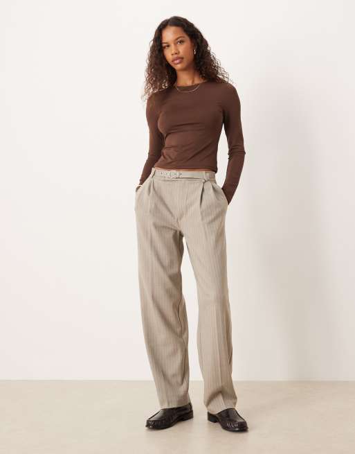 ASOS DESIGN polyamide long sleeve top in brown, 2 of 4