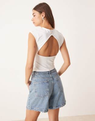 Asos Design Polyamide Ruched Tank Top In White