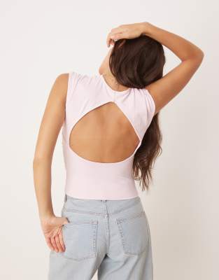 Asos Design Polyamide Ruched Tank Top In Pink