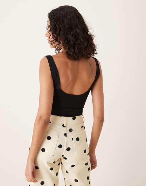 ASOS DESIGN polyamide scoop neck bodysuit in black - view 2