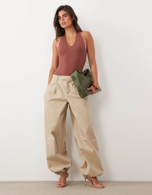ASOS DESIGN polyamide scoop neck bodysuit in chocolate, 2 of 4
