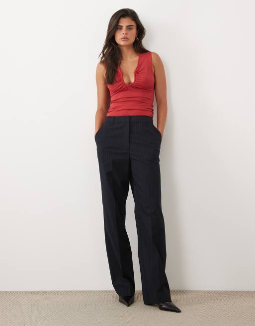 ASOS DESIGN polyamide scouped neck top in cherry red, 2 of 4