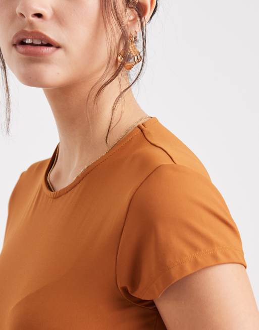 ASOS DESIGN polyamide slinky baby tee in ginger, 4 of 4