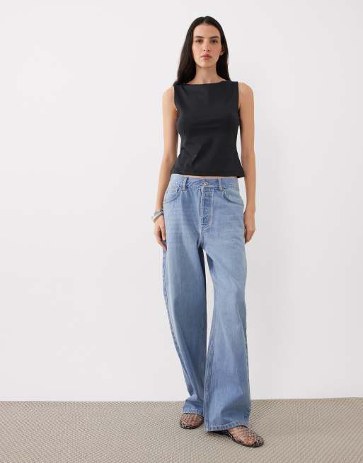 ASOS DESIGN polyamide slinky boat neck top in black, 2 of 4
