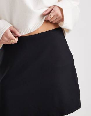 Asos Design Polyamide Slinky Mini Skort In Black