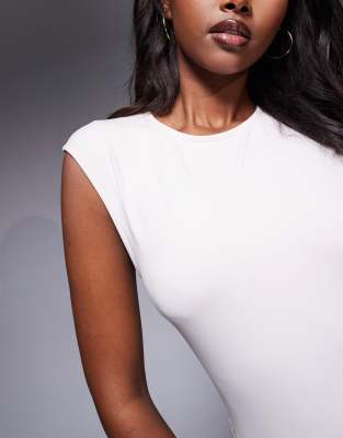 Asos Design Polyamide Slinky Wide Shoulder Sleeveless Bodysuit