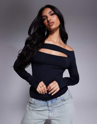 ASOS DESIGN ASOS DESIGN polyamide top with cut out detail in black