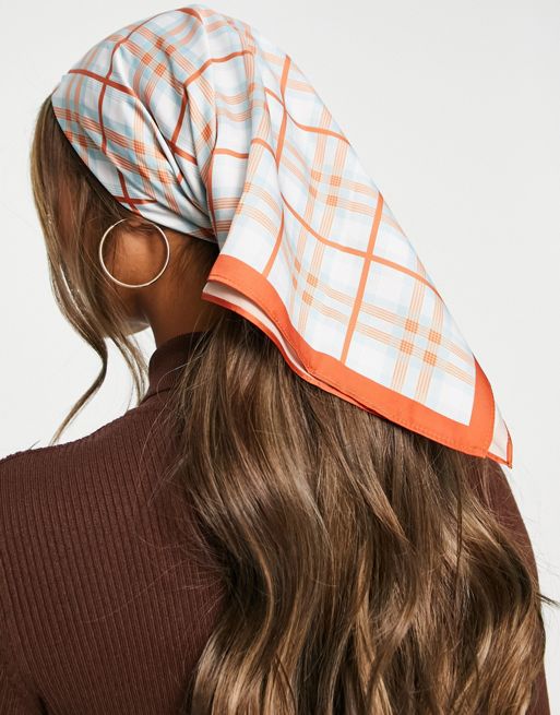 ASOS DESIGN polysatin medium headscarf in monogram be kind print -  ShopStyle Hair Accessories