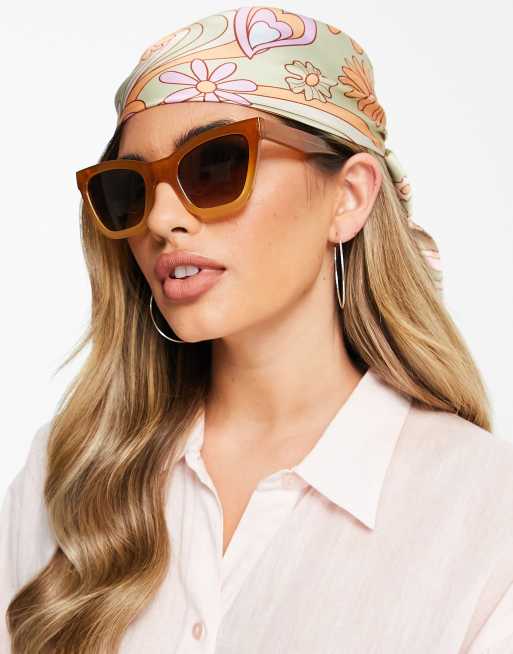 ASOS DESIGN polysatin medium headscarf in floral and love print - MULTI