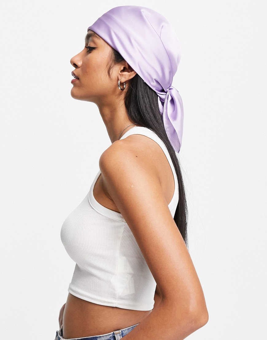 ASOS DESIGN polysatin medium headscarf in lilac - LILAC-Purple