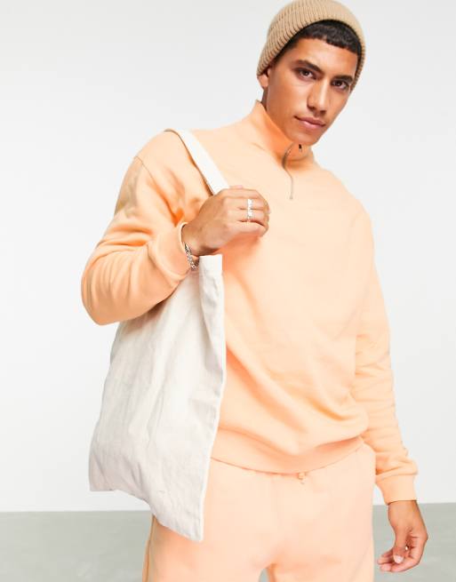 ASOS DESIGN – Pomarańczowa bluza oversize z zamkiem pod szyją – Część zestawu