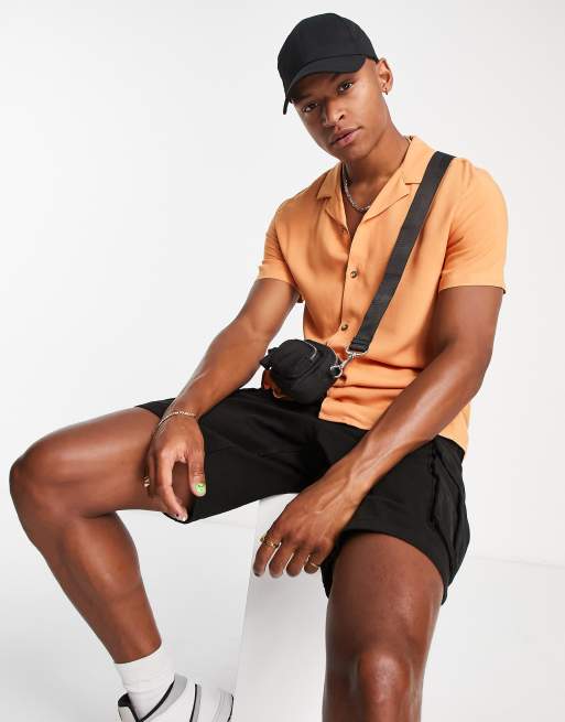 ASOS DESIGN – Pomarańczowa koszula z wiskozy o regularnym kroju, 4 z 4