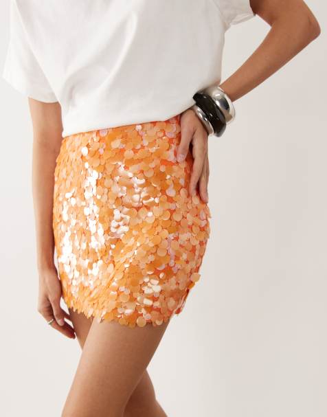 ASOS DESIGN – Pomarańczowa warstwowa spódnica mini z cekinami - view 1