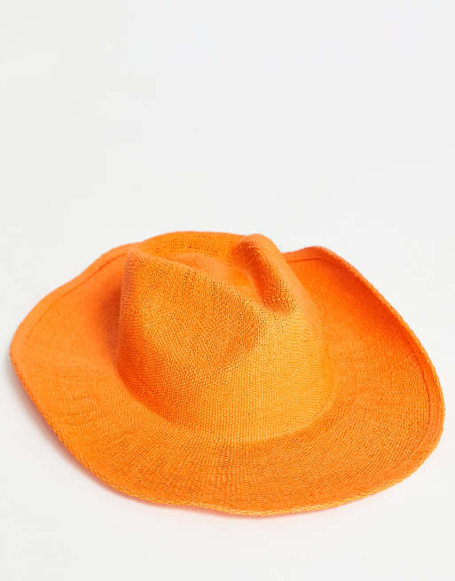 ASOS DESIGN – Pomarańczowy kowbojski słomkowy kapelusz z regulacją, 3 z 4