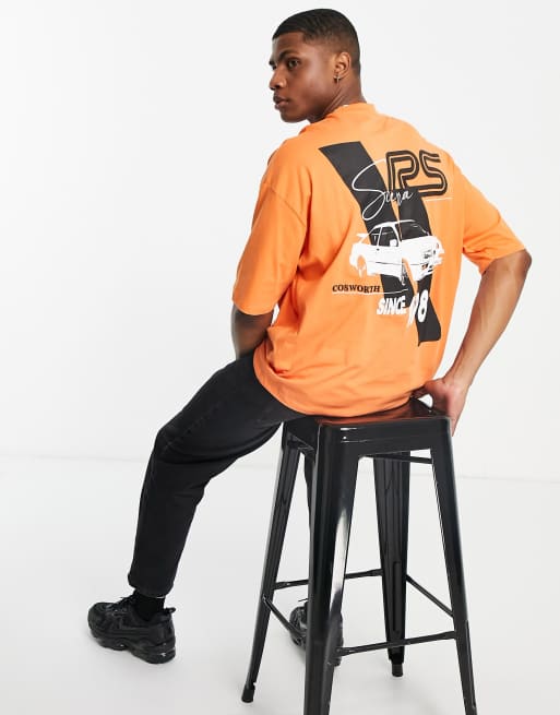 ASOS DESIGN – Pomarańczowy T-shirt oversize z nadrukiem Forda Sierry