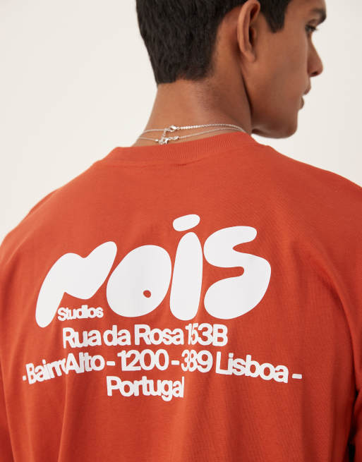 ASOS DESIGN – Pomarańczowy T-shirt oversize z nadrukiem tekstowym , 3 z 4