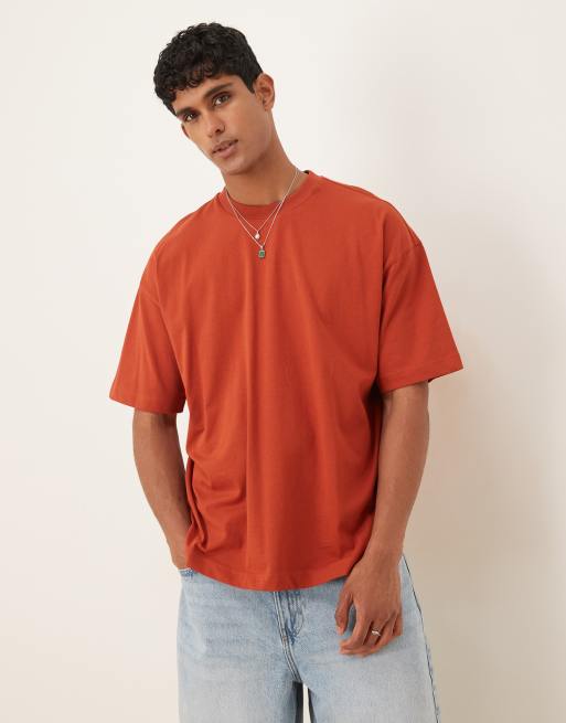 ASOS DESIGN – Pomarańczowy T-shirt oversize z nadrukiem tekstowym , 4 z 4